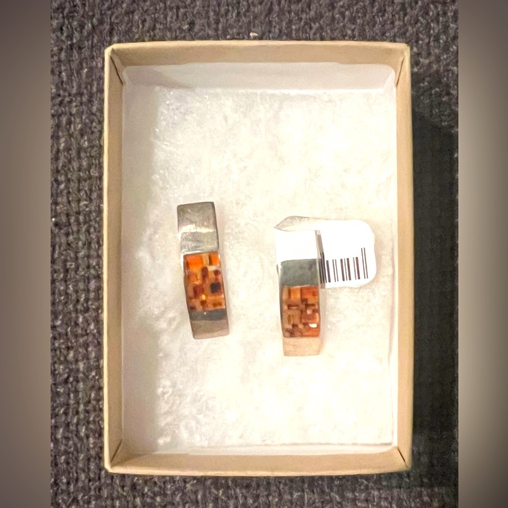 Silver and Amber vertical earrings